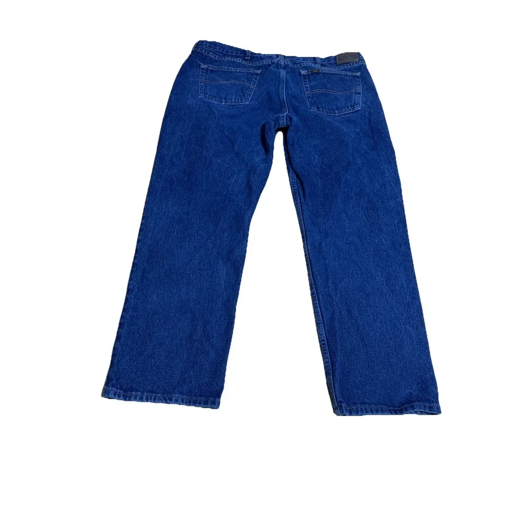 Lee Men's Size 42x30 Blue Regular Fit Straight Dark Wash Denim‎ Jeans